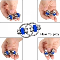 Set 3 jucarii Spinner Key Chain Fidget, antistres, galben/albastru/violet, Vivo, SPINNER3